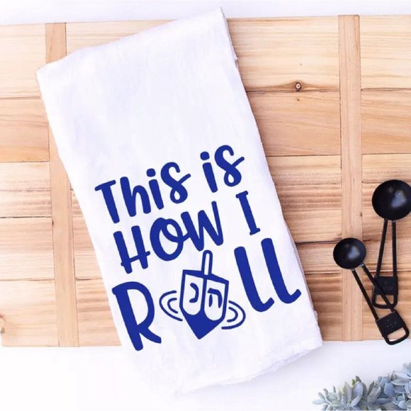 This Is How I Roll Hanukkah Holiday Dreidel Hand Kitchen Towel - NEW Fast Ship - Picture 2 of 3